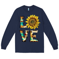 Navy western love with sunflower Long Sleeve Tee - Artiststas