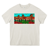 Cream horses roses ann cactuses license plate Heavy Core Tee - Artiststas