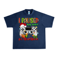 Navy i paused my game for christmas Urban Heavy Tee - MaliasSmallBusiness