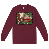 Burgundy all i want for christmas is a cow cowhide Long Sleeve Tee - RanaPortraitStore