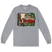 Heather Grey all i want for christmas is a cow cowhide Long Sleeve Tee - RanaPortraitStore