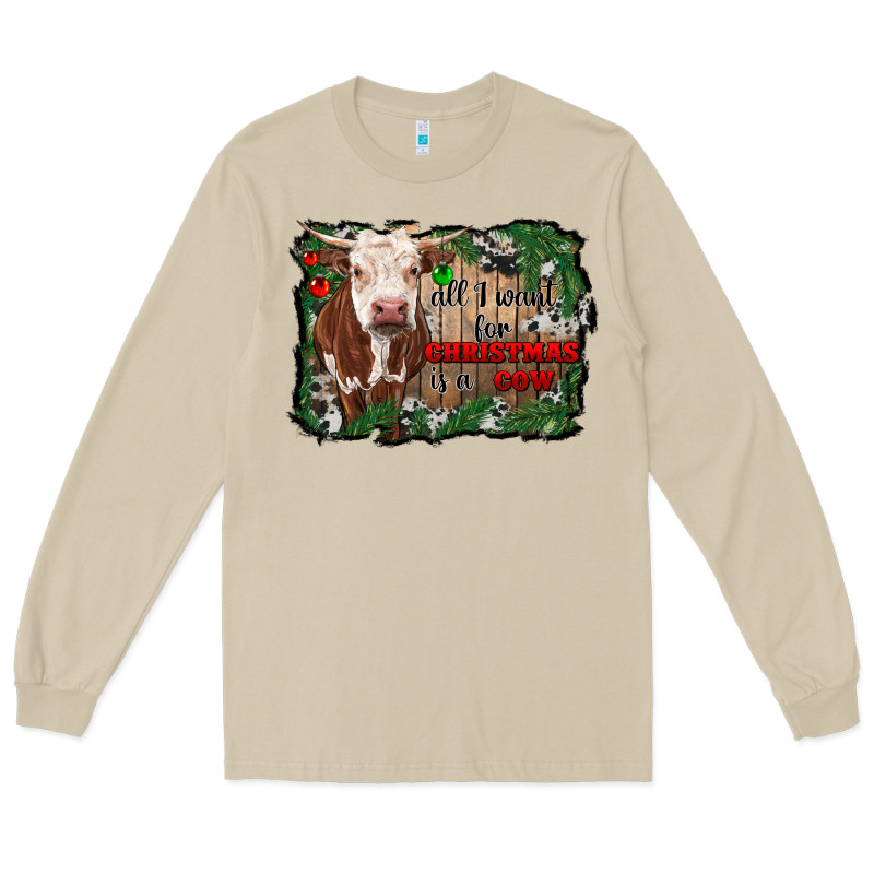 All I Want For Christmas Is A Cow Cowhide Long Sleeve Tee by RanaPortraitStore | Teevron