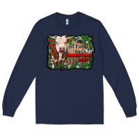 Navy all i want for christmas is a cow cowhide Long Sleeve Tee - RanaPortraitStore