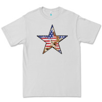 Dove Grey American Flag Star Premium Tee - LillyAllenDesigns