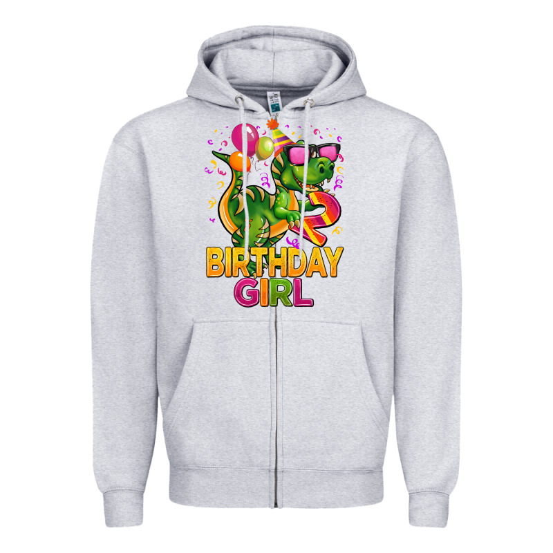 2rd Birthday Girl T Rex Pink Zipper Hoodie by CowGirlArtShop | Teevron