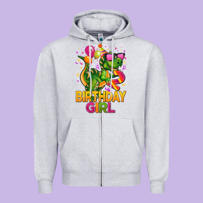 2rd Birthday Girl T Rex Pink Zipper Hoodie Designed By Cowgirlartshop