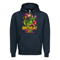 Navy 2rd birthday girl t rex pink Zipper Hoodie - CowGirlArtShop