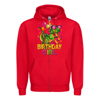 Red 2rd birthday girl t rex pink Zipper Hoodie - CowGirlArtShop