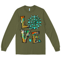 Army Green love with gemstone Long Sleeve Tee - Artiststas