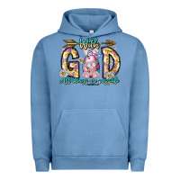 Pigment Pebble Blue With God All Things Are Possible Easter Day Urban Hoodie - CowhideDigitalArt