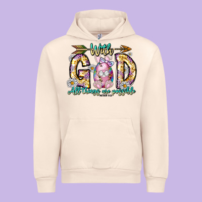 With God All Things Are Possible Easter Day Urban Hoodie Designed By Cowhidedigitalart