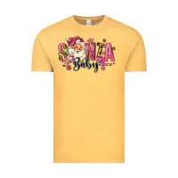 Vintage Mustard Santa Baby Pink Christmas Vintage Tee - MaliasSmallBusiness