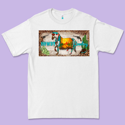 Western Howdy Cowboy Horse Sunset Weapon Cactus Leopard  License Plate Premium Tee Designed By Barkaloodesign