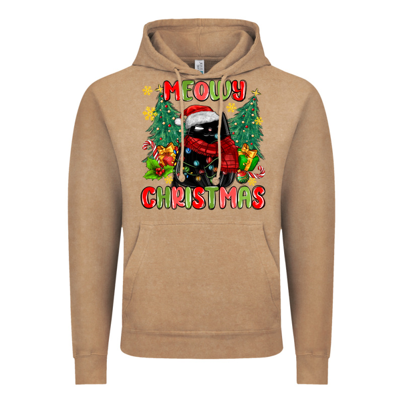Meowy Christmas Black Cat Vintage Hoodie by MaliasSmallBusiness | Teevron
