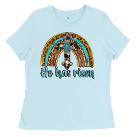 Baby Blue he has risen rainbow Ladies Tee - AdoDesignShop