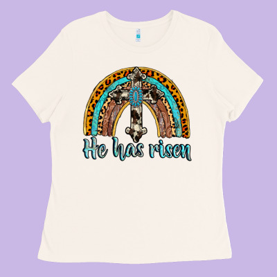 He Has Risen Rainbow Ladies Tee Designed By Adodesignshop