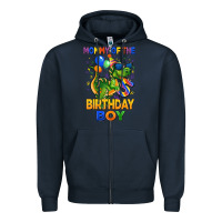 Navy mommy of the 5 th birthday boy t rex Zipper Hoodie - CowGirlArtShop