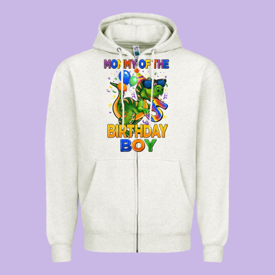 Mommy Of The 5 Th Birthday Boy T Rex Zipper Hoodie Designed By Cowgirlartshop