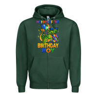 Sports Green mommy of the 5 th birthday boy t rex Zipper Hoodie - CowGirlArtShop