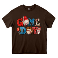 Chocolate Brown game day baseball Heavy Core Tee - AdoDesignShop