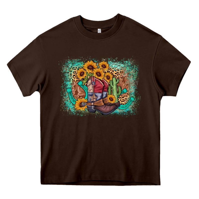 Cowboy Boots Sunflower Heavy Core Tee by AdoDesignShop | Teevron