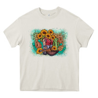 Cream cowboy boots sunflower Heavy Core Tee - AdoDesignShop
