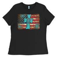 Black flag and turquoise cross Ladies Tee - AdoDesignShop