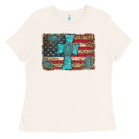 Bone flag and turquoise cross Ladies Tee - AdoDesignShop