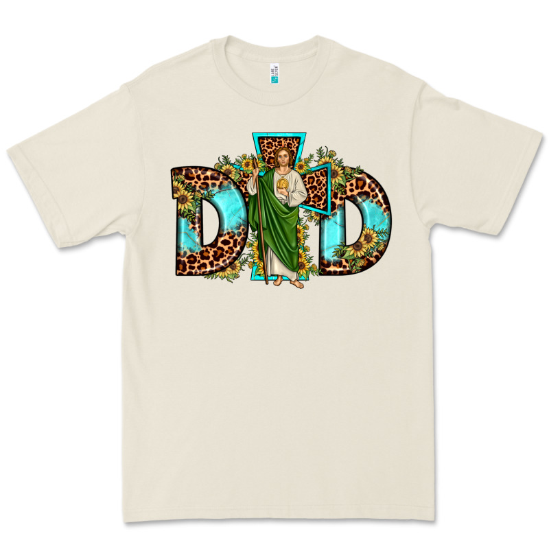 Dad San Judas Sunflower Leopard Turquoise Premium Tee by JahusDesignShop | Teevron