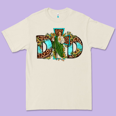 Dad San Judas Sunflower Leopard Turquoise Premium Tee Designed By Jahusdesignshop