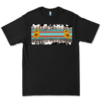 Black western cowhide serape sunflower mama license plate Premium Tee - BarkalooDesign