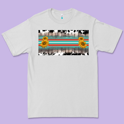 Western Cowhide Serape Sunflower Mama License Plate Premium Tee Designed By Barkaloodesign