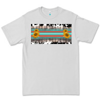 Dove Grey western cowhide serape sunflower mama license plate Premium Tee - BarkalooDesign
