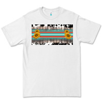 White western cowhide serape sunflower mama license plate Premium Tee - BarkalooDesign
