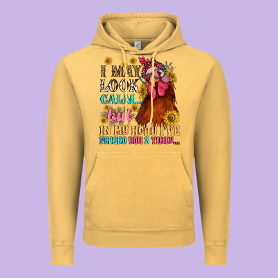 I May Look Calm But In My Head I Pecked You Three Vintage Hoodie Designed By Nancycooperartshop