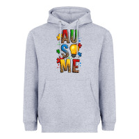 Heather Grey ausome autism Heavyweight Hoodie - OliviaCreatesArt