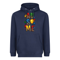 Navy ausome autism Heavyweight Hoodie - OliviaCreatesArt