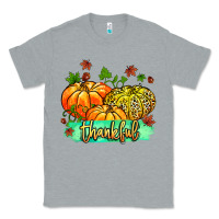 Heather Grey thankful pumpkins with glitter Classic Tee - MaliasSmallBusiness