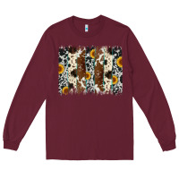 Burgundy sunflower cowhide brush stroke Long Sleeve Tee - Artiststas