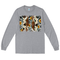 Heather Grey sunflower cowhide brush stroke Long Sleeve Tee - Artiststas