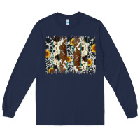 Navy sunflower cowhide brush stroke Long Sleeve Tee - Artiststas