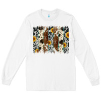 White sunflower cowhide brush stroke Long Sleeve Tee - Artiststas