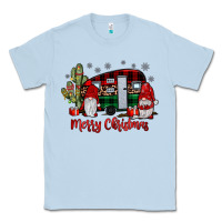 Dusty Blue merry christmas gnome caravan Classic Tee - JahusDesignShop