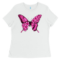 White floral pink butterfly Ladies Tee - Jasminsmagicworld