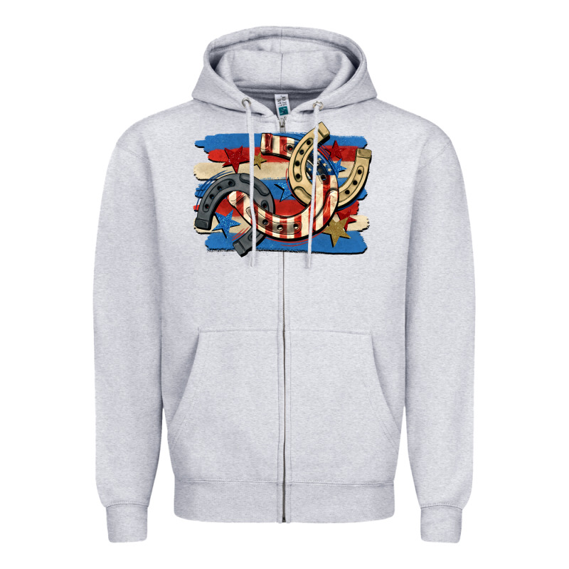 4th Of July Horseshoe Zipper Hoodie by CowGirlArtShop | Teevron
