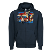 Navy 4th of july horseshoe Zipper Hoodie - CowGirlArtShop