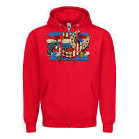 Red 4th of july horseshoe Zipper Hoodie - CowGirlArtShop