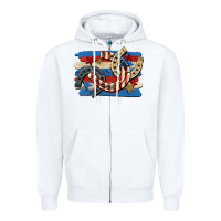 White 4th of july horseshoe Zipper Hoodie - CowGirlArtShop