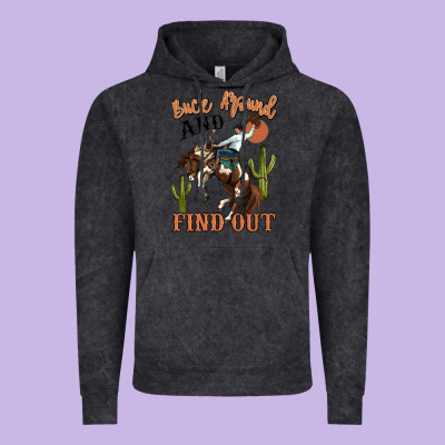 Buck Around And Find Out Rodeo Cowboy Vintage Hoodie Designed By Maliassmallbusiness