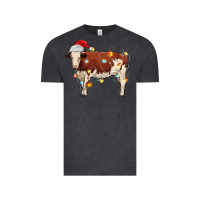 Vintage Black Christmas cow Vintage Tee - MaliasSmallBusiness